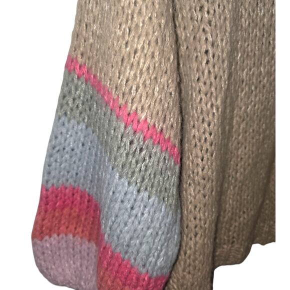 BUCKETLIST Size Medium Tan Color Block Sleeve Cardigan - Picture 4 of 5